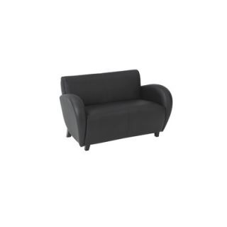 OSP Furniture Eleganza Leather Love Seat SL2432 Finish Black, Leg Finish Ma