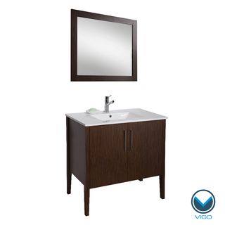 Vigo Vigo 36 inch Maxine Single Bathroom Vanity With Mirror Brown Size Single Vanities