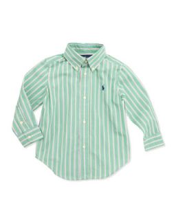 Blake Multi Stripe Poplin Shirt, Green, Boys 4 7   Ralph Lauren Childrenswear