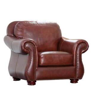 Abbyson Living Harbor Premium Semi Aniline Leather Armchair SK 2251 BRN 1