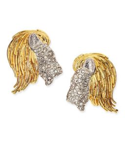 Maldivian Pave Crystal Lion Clip On Earrings   Alexis Bittar