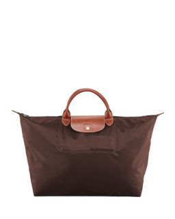 Le Pliage Large Travel Tote Bag, Chocolate   Longchamp