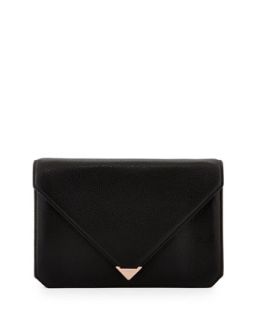 Prisma Pebble Leather Envelope Clutch, Black   Alexander Wang