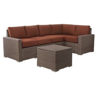 Outdoor Patio Furniture Set Threshold 6 Piece Orange Wicker Sectional,