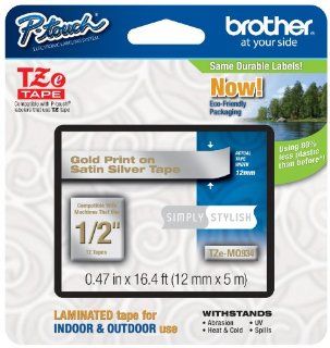 Brother Laminated Tape, 12mm (0.47 Inch), Gold on Silver (TZeMQ934)
