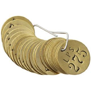Brady 44750 1 1/2" Diameter, Stamped Brass Valve Tags, Numbers 251 275, Legend "LPS" (Pack of 25 Tags) Industrial Lockout Tagout Tags