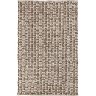 Hand woven Solid Casual Beige Juneau Wool Rug (5 X 8)