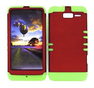 For Motorola Droid Razr M Xt907 Non Slip Red Heavy Duty Case + Lime Green Rubber Skin Accessories Cell Phones & Accessories