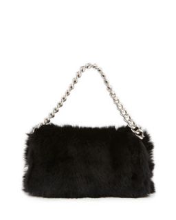 Folded Fur Clutch Bag, Black   Alexander McQueen
