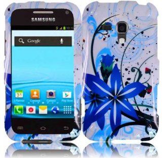 White Blue Flower Hard Cover Case for Samsung Galaxy Rush SPH M830 Cell Phones & Accessories