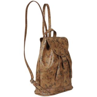 Zatchels Printed Leather Duffel Bag   Tan Floral      Womens Accessories