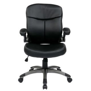 Office Star Mid Back Eco Leather Executive Chair with Adjustable Padded Flip 
