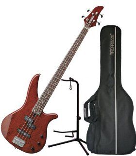 Yamaha RBX170EWRTB 4 String Electric Bass Guitar Flame Mango Top Root Beer w/Gig Bag and Stand Musical Instruments