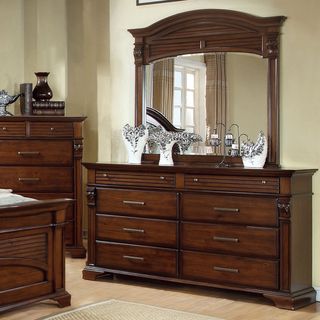 Furniture Of America Furniture Of America Eminell 2 piece Slatted Dresser And Mirror Set Walnut Size 8 drawer