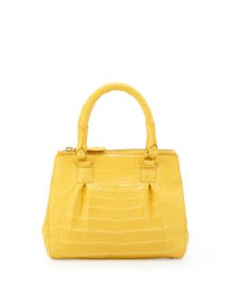 Mini Open Top Crocodile Tote Bag, Yellow   Nancy Gonzalez