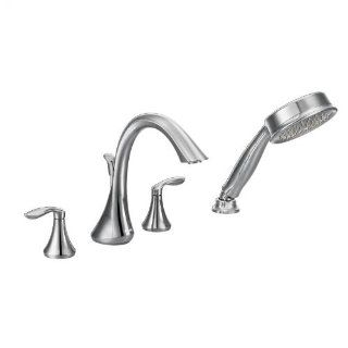 Moen T944 Eva Two Handle High Arc Roman Tub Faucet and Hand Shower without Valve, Chrome   Bathroom Sink Faucets  