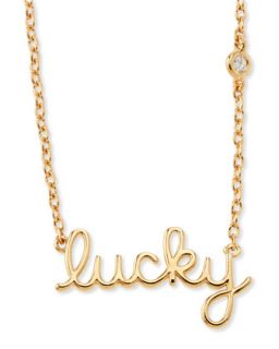 Lucky Single Diamond Script Necklace   SHY by Sydney Evan