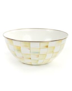 16 Cup Parchment Check Everyday Bowl   MacKenzie Childs