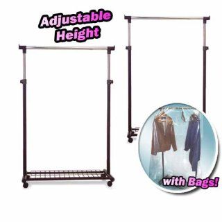 2 New Rolling Clothing / Garment Racks with 2 Garment Rack Covers   Free Standing Garment Racks