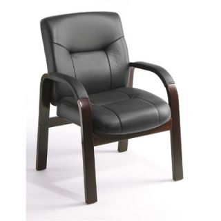 Boss Office Products Leather Guest Chair with Hardwood Arms B8909