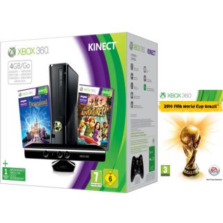 Xbox 360 4GB Kinect Holiday Bundle (Includes 2014 FIFA World Cup, Kinect Adventures, Kinect Disney Land Adventures, 1 Month Xbox Live)      Xbox 360