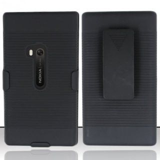 BLACK RUBBERIZED HARD CASE + BELT CLIP HOLSTER FOR AT&T NOKIA LUMIA 920 PHONE Cell Phones & Accessories