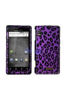 Motorola A955 Droid 2 Graphic Case   Purple/Black Leopard Cell Phones & Accessories