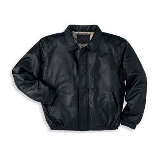 NEW Port Authority   Leather Bomber Jacket Black L at  Mens Clothing store Outerwear