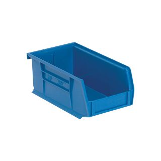 Quantum Storage Heavy Duty Stacking Bins — 7 3/8in. x 4 1/8in. x 3in. Size, Blue, Carton of 24  Ultra Stack   Hang Bins
