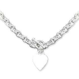 925 Sterling Silver Heart Toggle Clasp Chain Necklace Jewelry