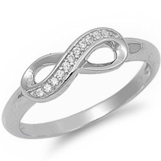 Love Forever Cz Infinity .925 Sterling Silver Ring Size 5 Jewelry
