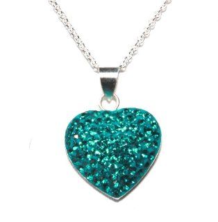 Give a Gift with Meaning. BIRTHSTONE FOR DECEMBER. Gorgeous Blue Zirconia Crystal Heart Pendant on a 16" 41cm or 18" 46cm Rolo Cable Chain. Made with Solid Sterling Silver 925 & Swarovski Shamballa Pave Crystals. For other birthstones please 