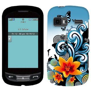 LG Freedom Yellow Lily with Butterflies on Blue and Black Cover Cell Phones & Accessories