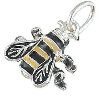 Bumble Bee Vintage Style 925 Sterling Silver and Enamel 3D Traditional Charm Jewelry