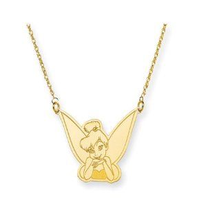 14K Gold Over .925 Sterling Tinkerbell Pendant Necklace Jewelry