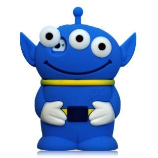 Disney 3D 3 Eyes Toy Story Alien Movable Eye Soft Case Protector Shield Cover Iphone 4/4S Gift  Blue Cell Phones & Accessories