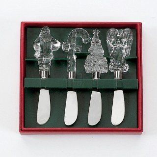GLASS HOLIDAY SPREADERS SET/ 4, 5.75" L,   Cheese Spreaders