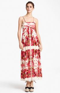 Jean Paul Gaultier Fuzzi Rose Print Tulle Maxi Dress