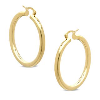 Elegance DItalia™ 38mm Polished Hoop Earrings in Bronze with 14K