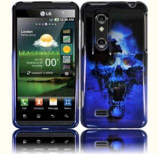 Blue Skull Design Hard Case Cover for LG Thrill 4G P929 Cell Phones & Accessories