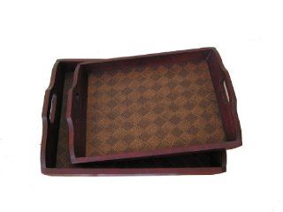 Shop Georgetown Solid Cedar Wood Tray Decorative Faux Leather Serving Food Wooden Tray at the  Home Dcor Store. Find the latest styles with the lowest prices from Styled Shopping