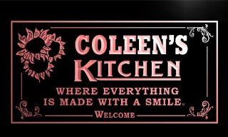 ps932 r Coleen's Personalized Welcome Kitchen Bar Wine Neon Light Sign  
