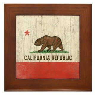 Vintage California Republic Flag Framed Tile   Decorative Tiles
