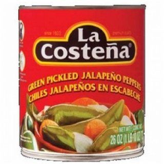 La Costena Whole Green Pickled Jalapeno Peppers (12x26 OZ)  Grocery & Gourmet Food