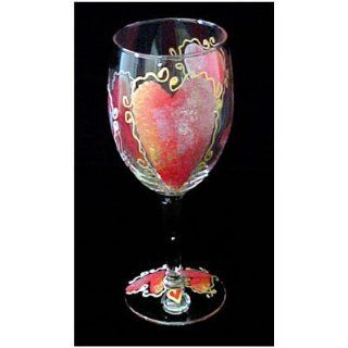 Bellissimo Hearts of Fire Hand Painted Wine Glass 8 oz. Kitchen & Dining