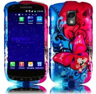 Blue Hot Pink Butterfly Flower Hard Cover Case for Samsung Galaxy S Lightray 4G SCH R940 Cell Phones & Accessories