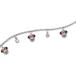 FuFoo Childs Enamel Minnie Mouse with Red Bow and CZ Charm Bracelet