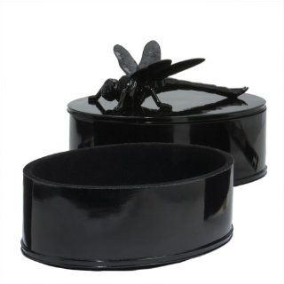 Lazy Susan Dragonfly Stackable Pillbox, 10 x 7.5 Inches, Black   Decorative Boxes