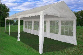 30'x10' Heavy Duty Party Wedding Tent Canopy Carport White  Family Tents  Patio, Lawn & Garden