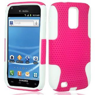 Hot Pink Hard Soft Gel Dual Layer Mesh Cover Case for Samsung Galaxy S2 S II T Mobile T989 SGH T989 Hercules Cell Phones & Accessories